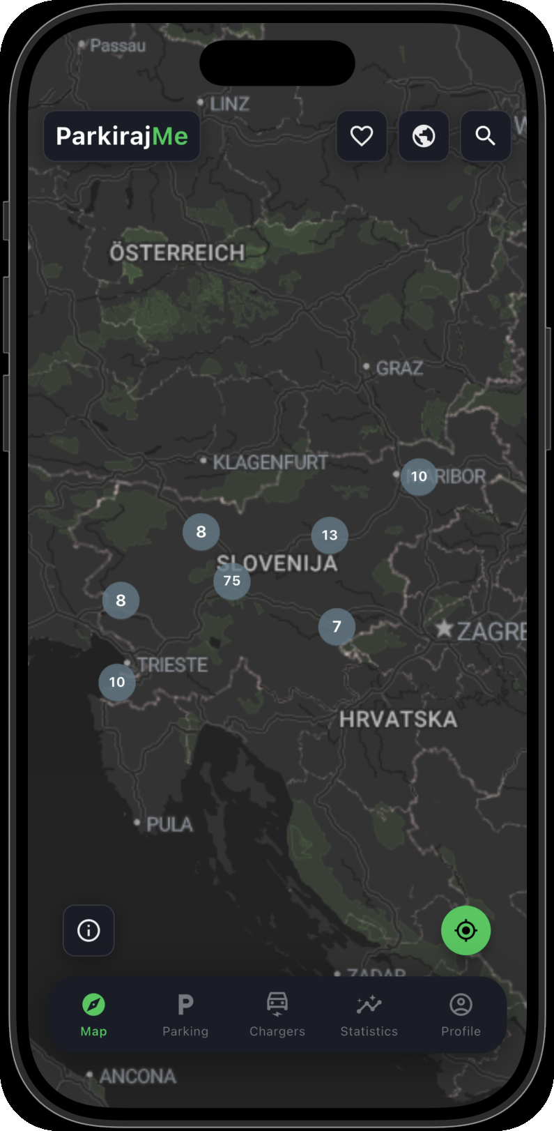 ParkirajMe - zemljevid parkirišč s skupinami